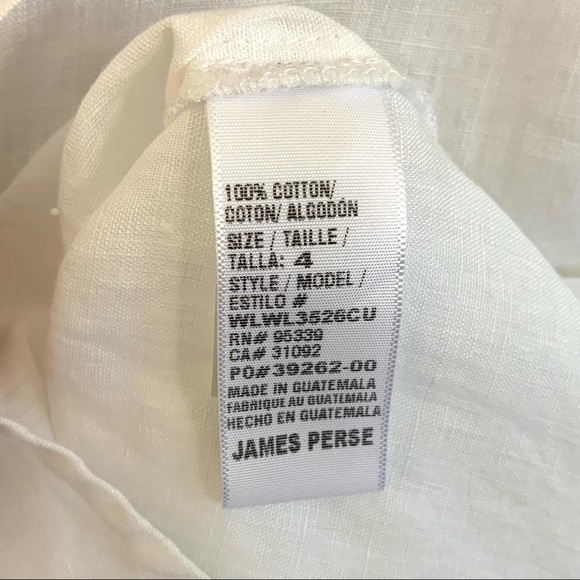 JAMES PERSE Casual Linen White Shirt SIZE 4 NWT - Picture 12 of 13
